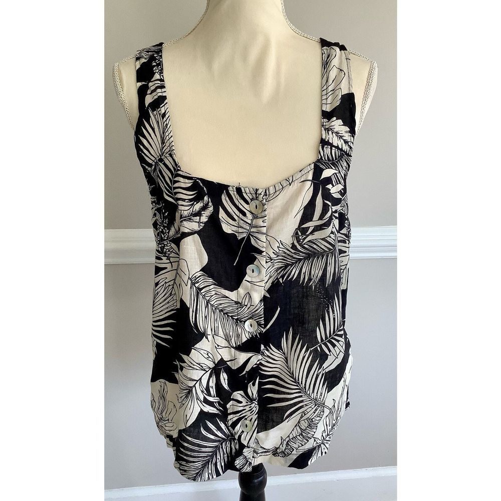 Christian Siriano NWT Linen Leaf Print Tank Large
